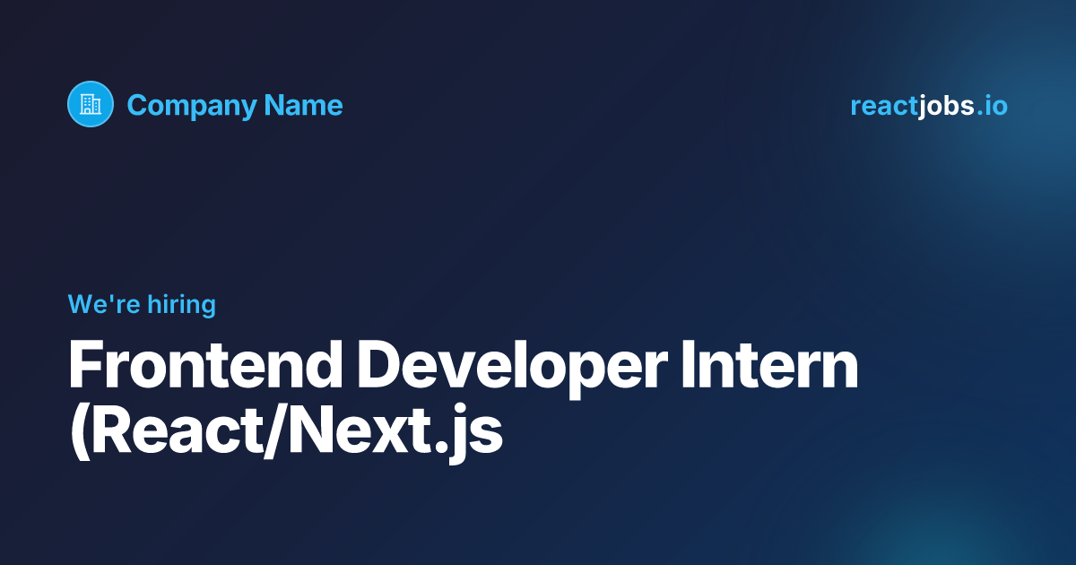 Remote Frontend Developer Intern (React/Next.js) at Pitchmatter