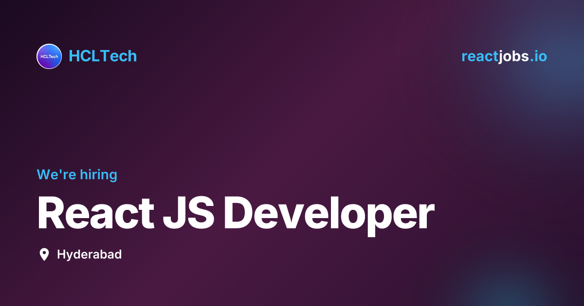 React JS Developer at HCLTech